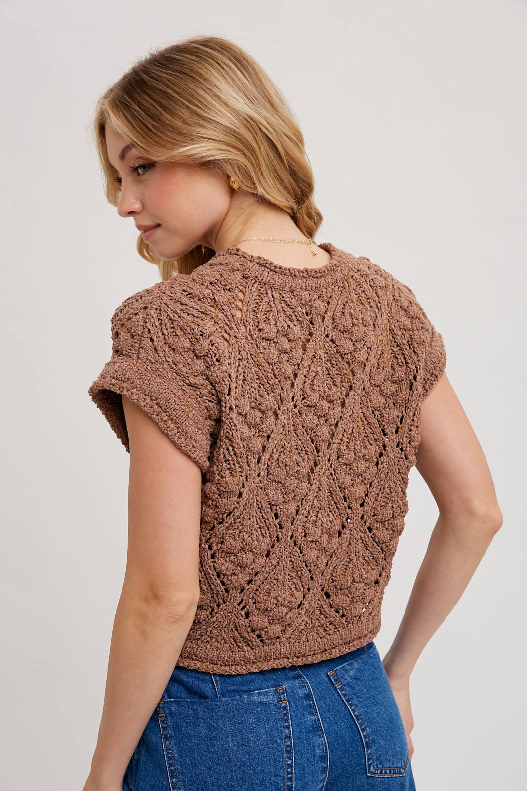 KNIT SWEATER SHORT SLEEVED PULLOVER