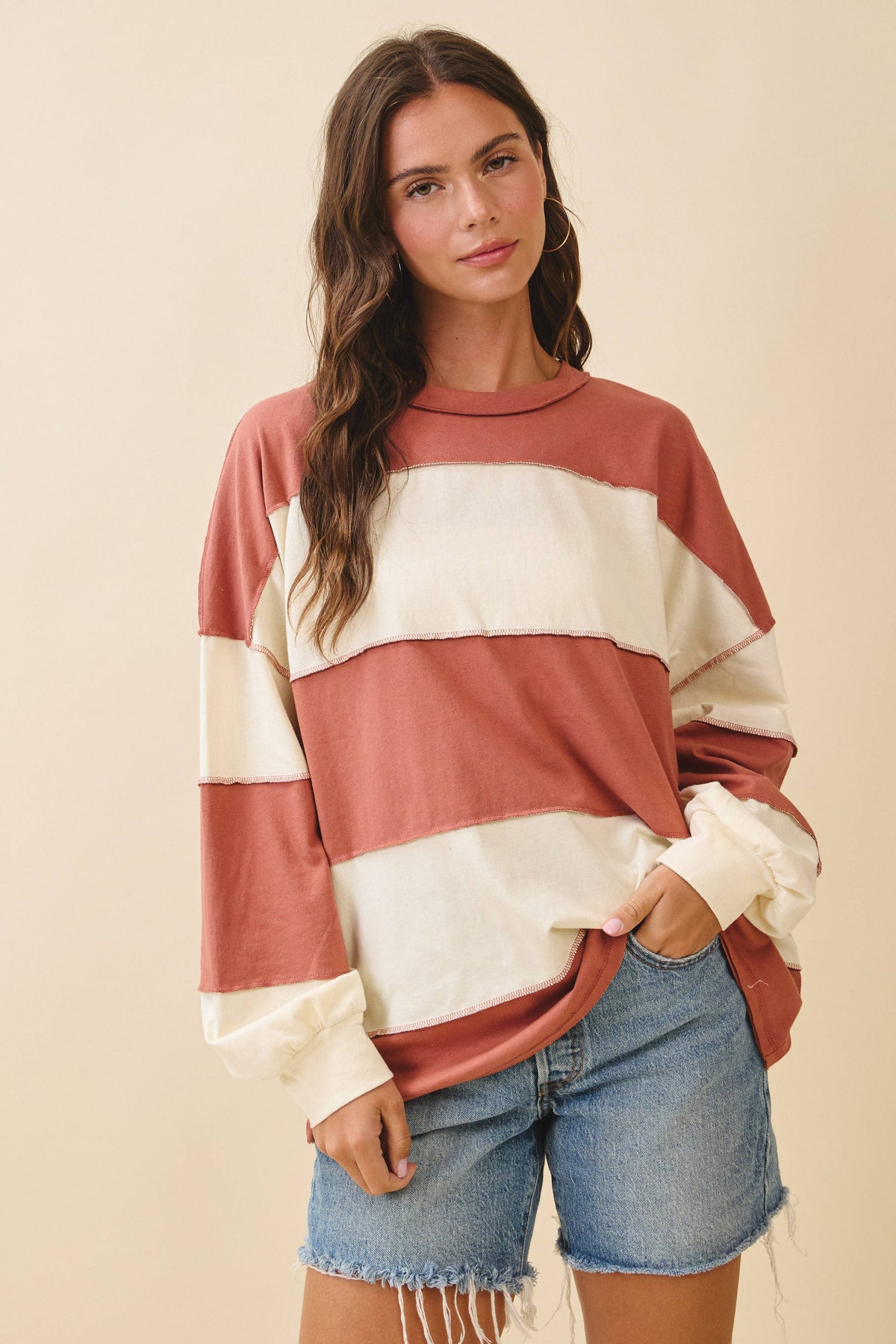 Oversized Color Block Pullover