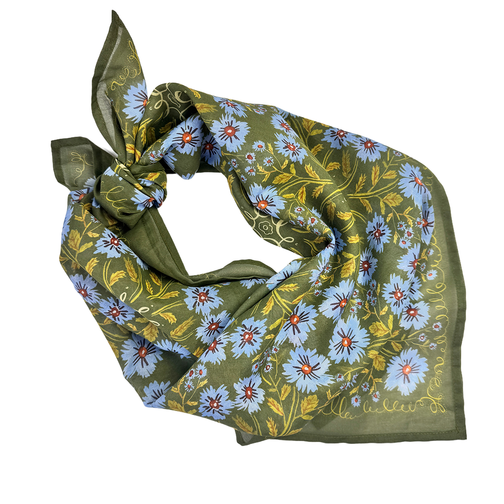 Clara 34" Wild Rag Bandana – Green & Purple