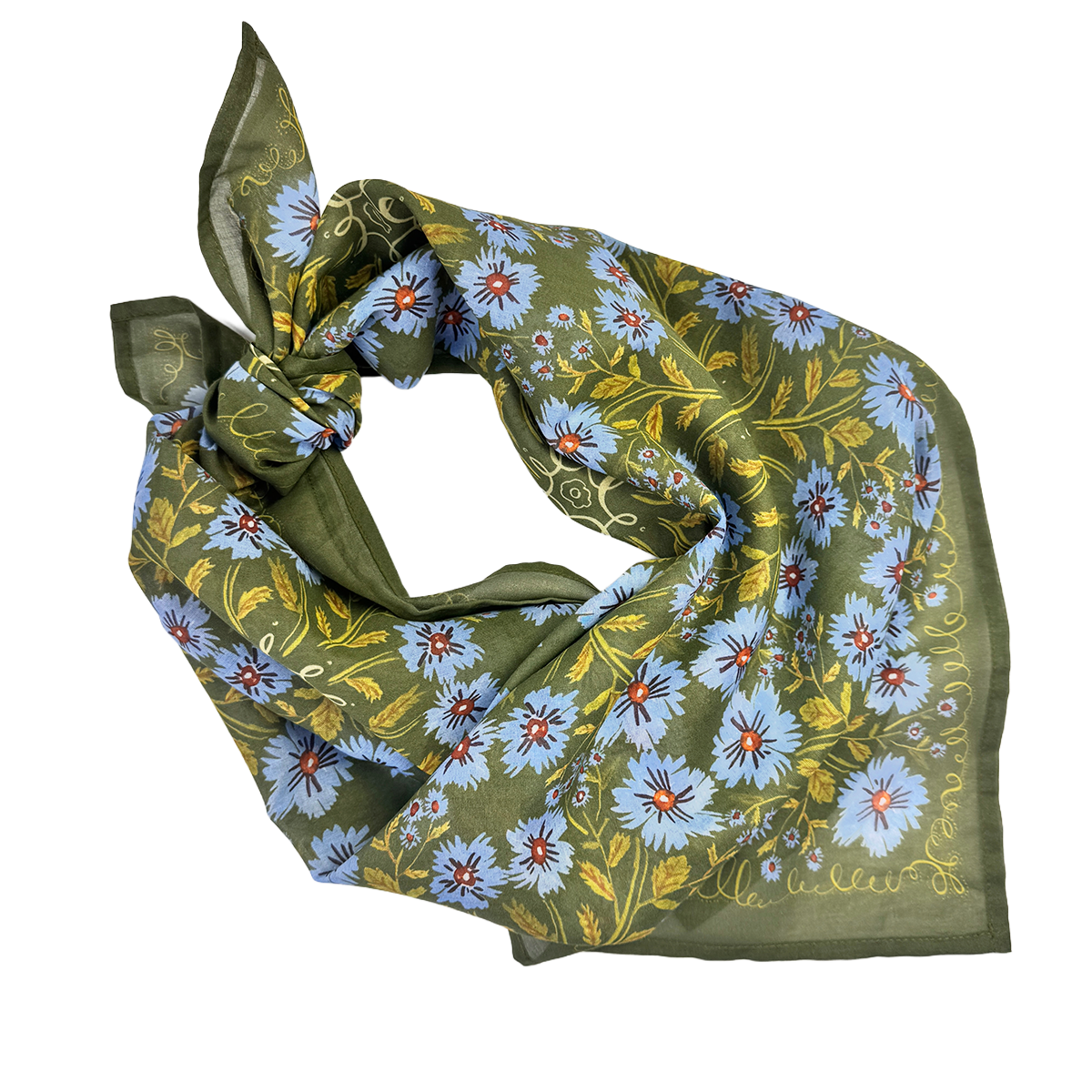 Clara 34" Wild Rag Bandana – Green & Purple