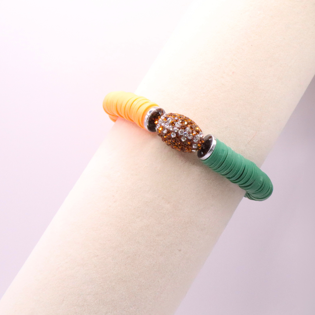Orange and Green Game Day Football Bracelet