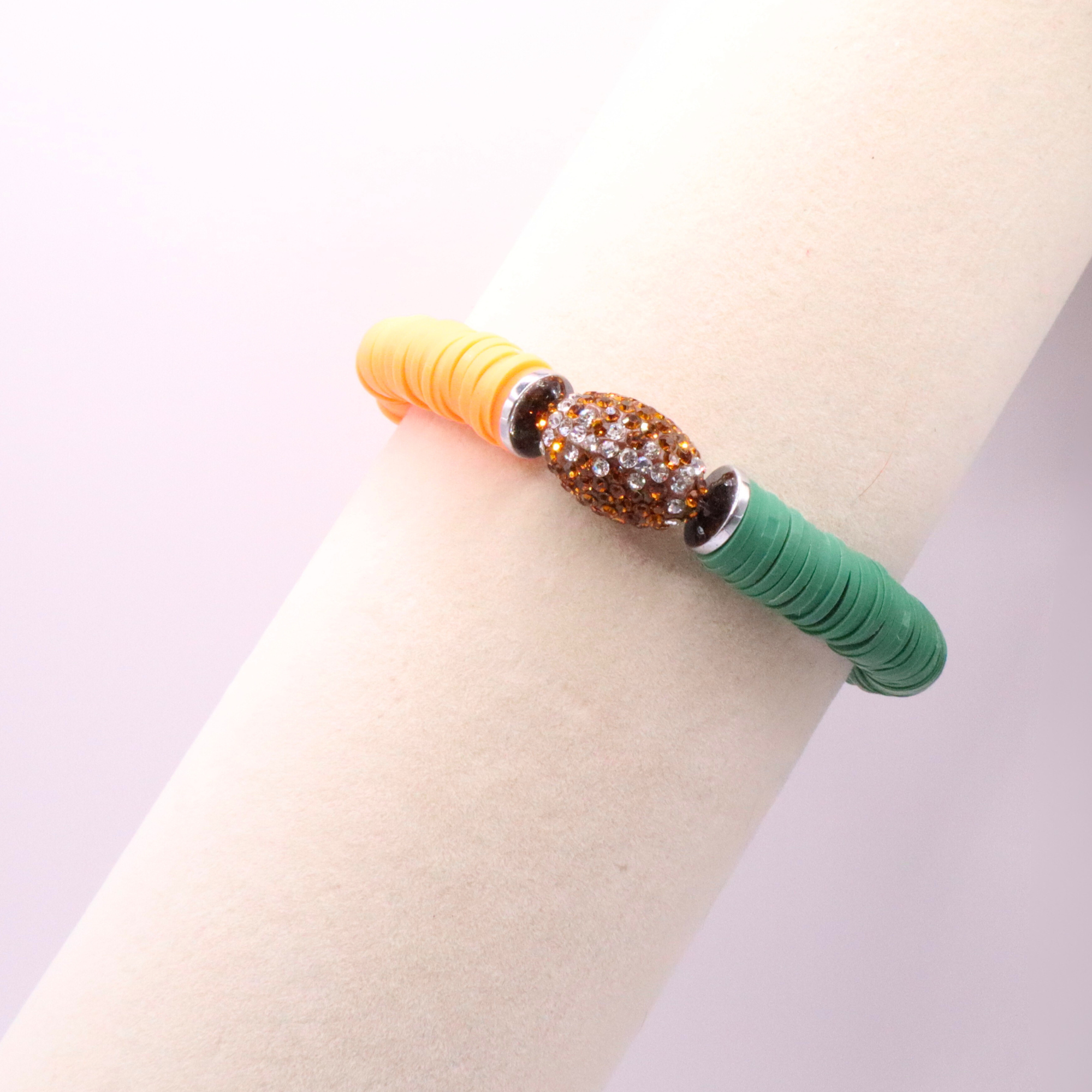 Orange and Green Game Day Football Bracelet
