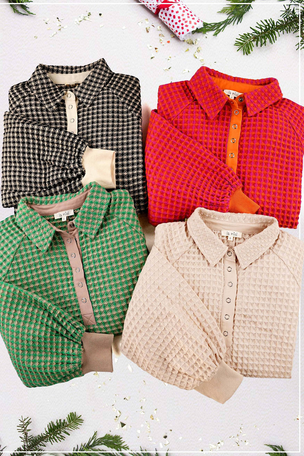 Two-Toned Textured Snap Pullover