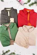 Two-Toned Textured Snap Pullover