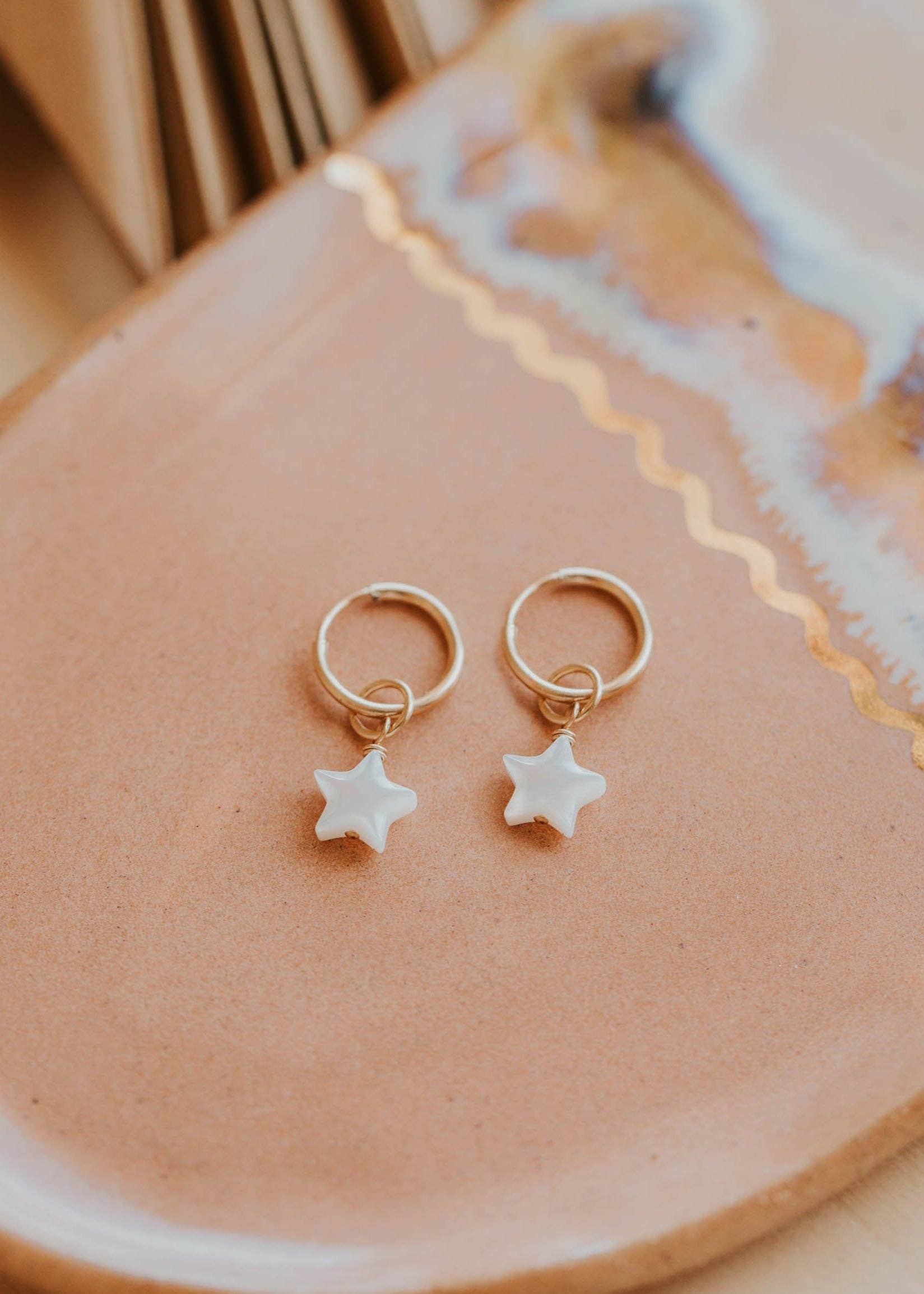 Star Mother of Pearl Charms  | 14kt Gold Fill + Silver