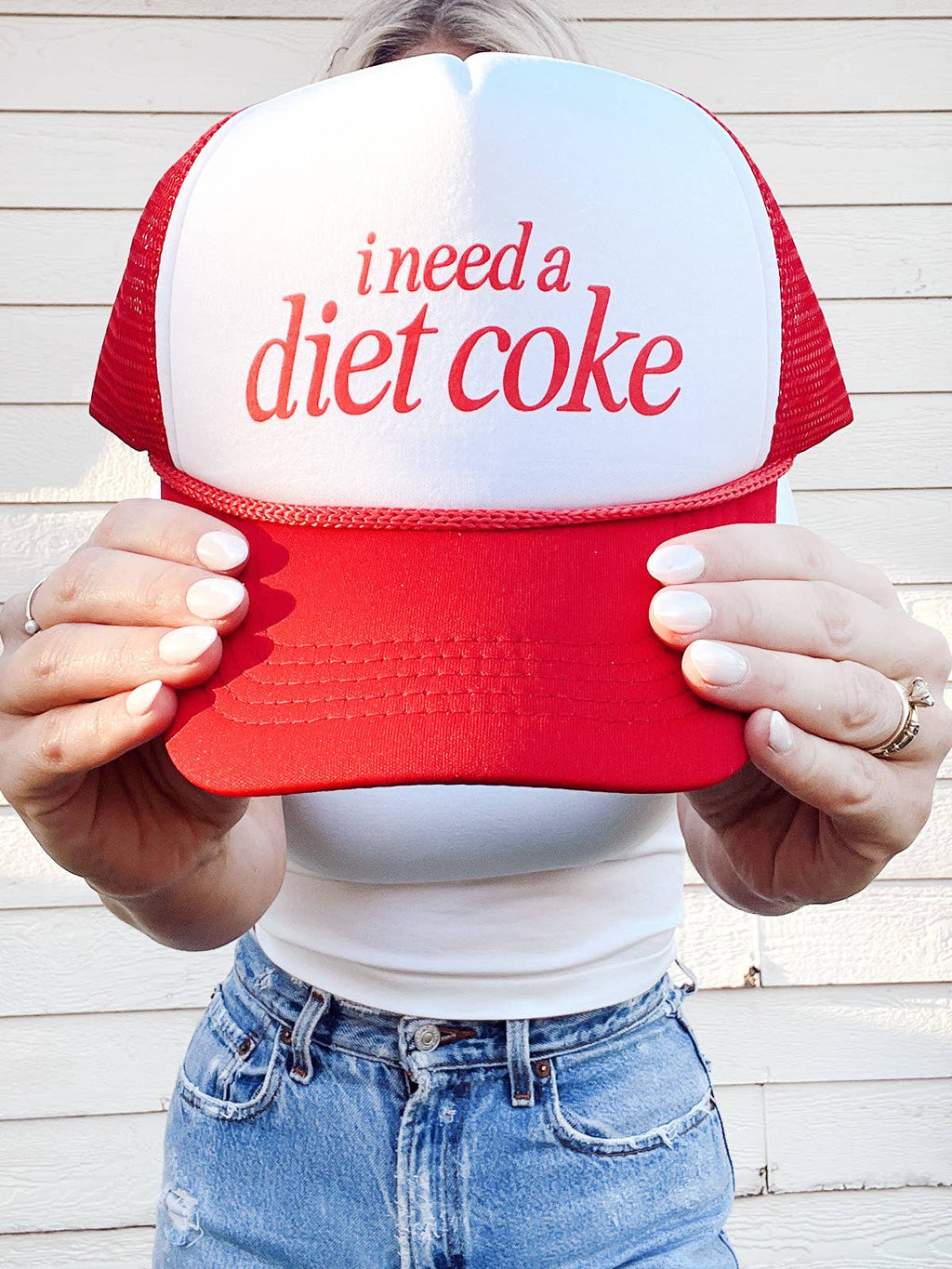 I Need a Diet Coke Trucker Hat - Red & White Foam Snapback