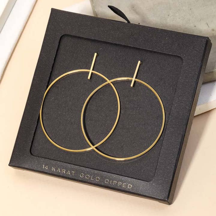 14k Gold Dipped Thin Hoop Drop Earring