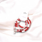 Dark Red and White Game Day Bracelet Stack