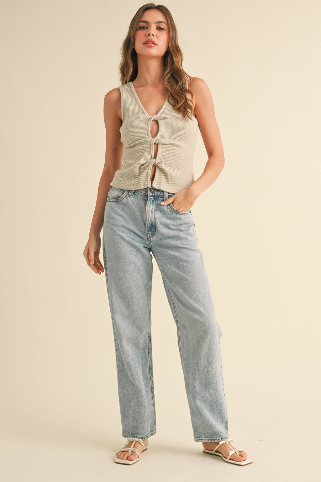 Twist Front Ribbed Tank