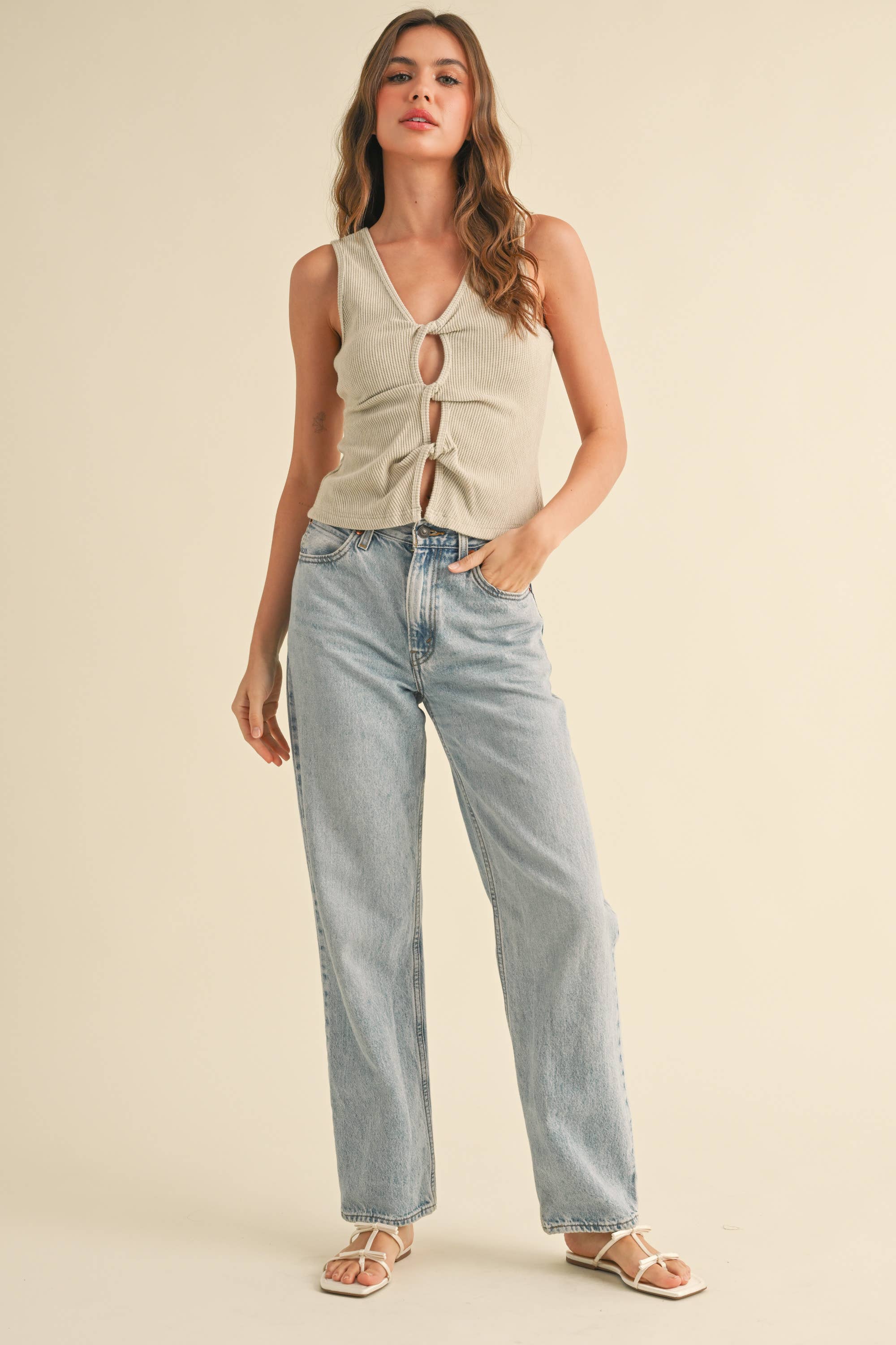 Twist Front Ribbed Tank