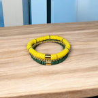 Green and Yellow Game Day Bracelet Stack