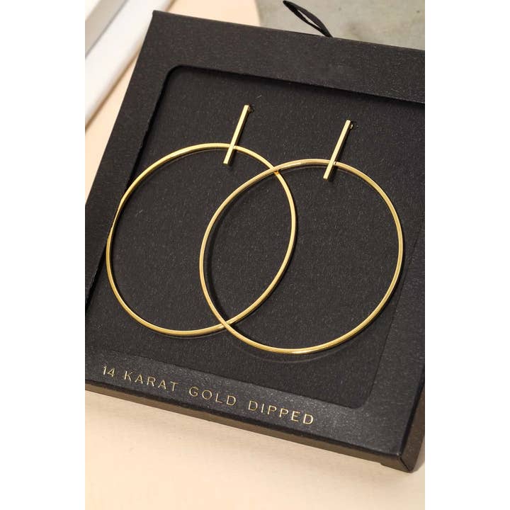 14k Gold Dipped Thin Hoop Drop Earring