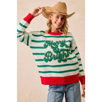 CHRISTMAS THEME STRIPE KNIT TOP