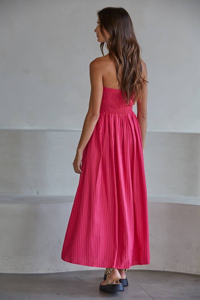 Smocked Bodice Strapless Dress