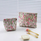Floral Canvas Cosmetic & Travel Makeup Bag