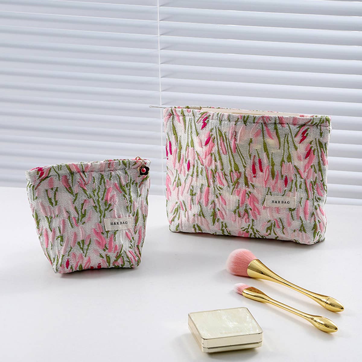 Floral Canvas Cosmetic & Travel Makeup Bag