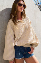 Two-Toned Textured Snap Pullover