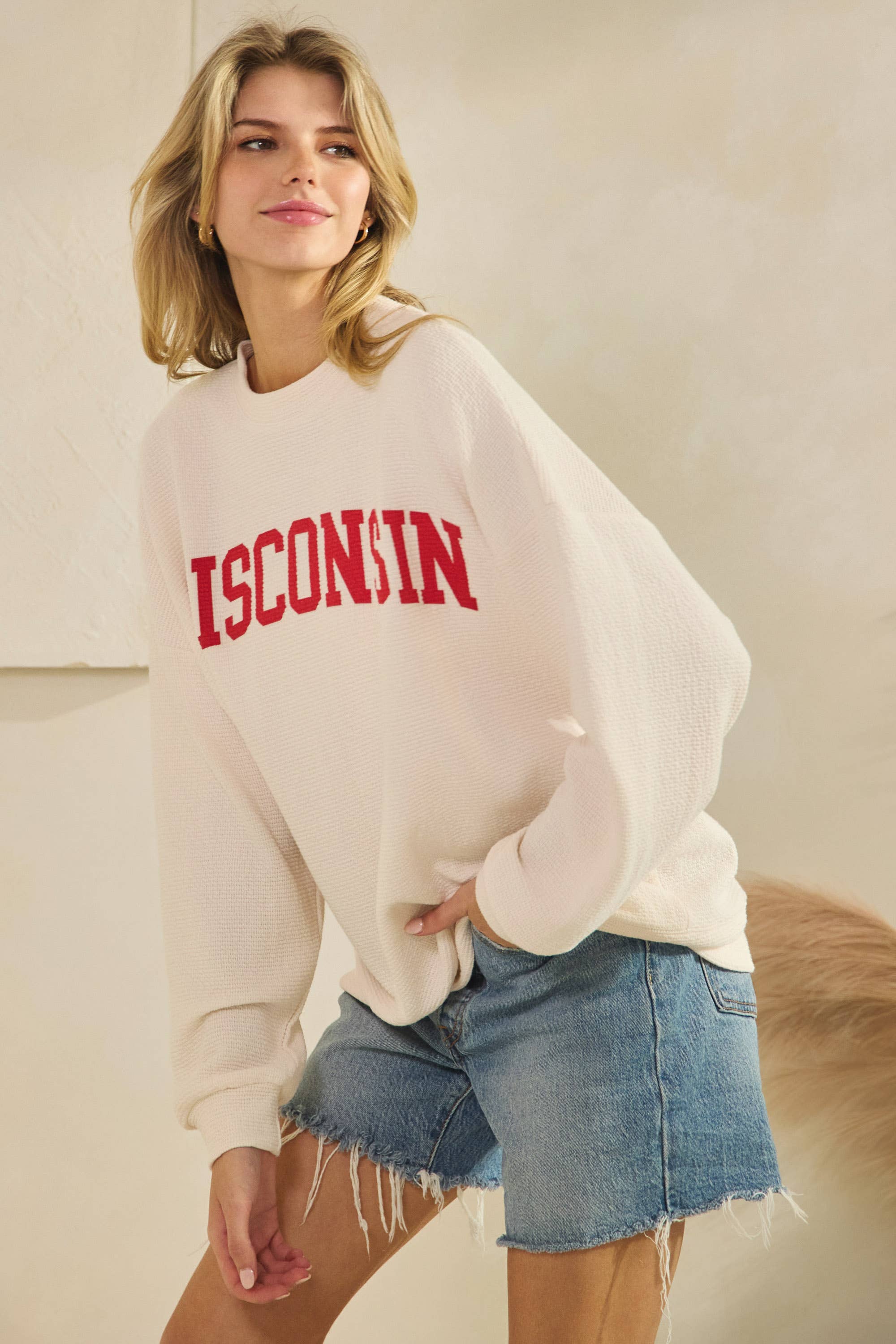 T-42123-CLOUDY KNIT WISCONSIN GRAPHIC SWEATSHIRT