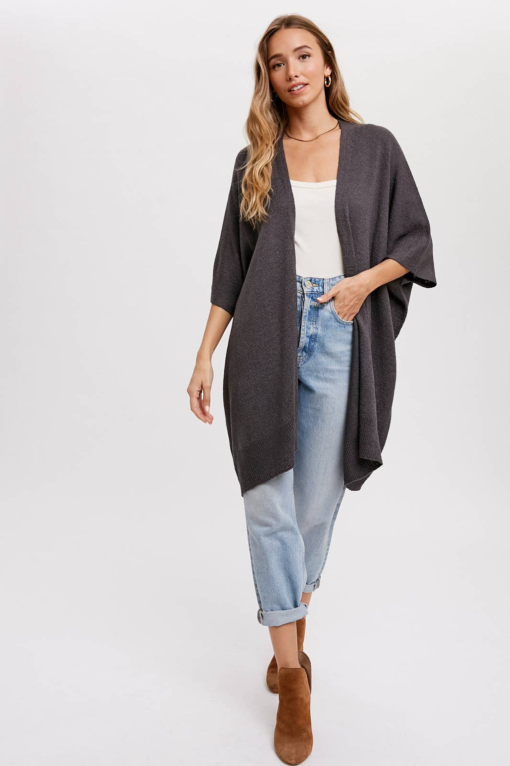Wide Sleeve Open Front Cardigan
