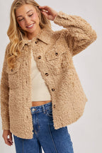 Latte Boucle` Button Jacket