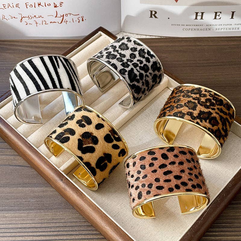 Zebra & Leopard Print Cuffed Bracelets