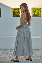 Smocked Bodice Strapless Dress