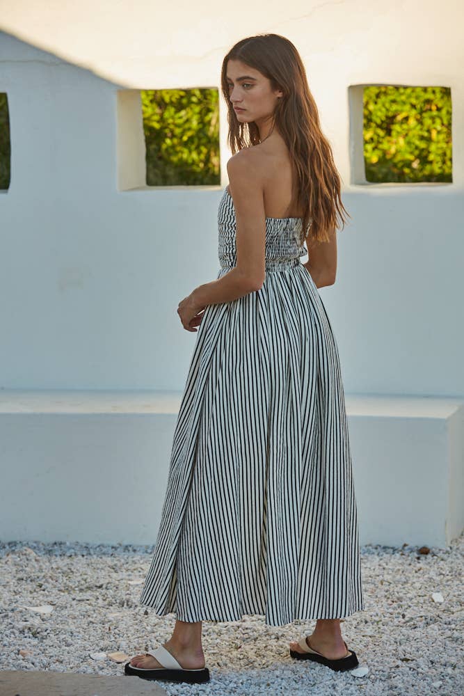 Smocked Bodice Strapless Dress