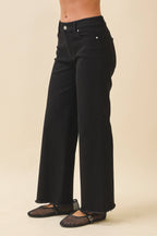 Wide Leg Raw Hem Denim Pants