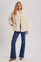 Latte Boucle` Button Jacket