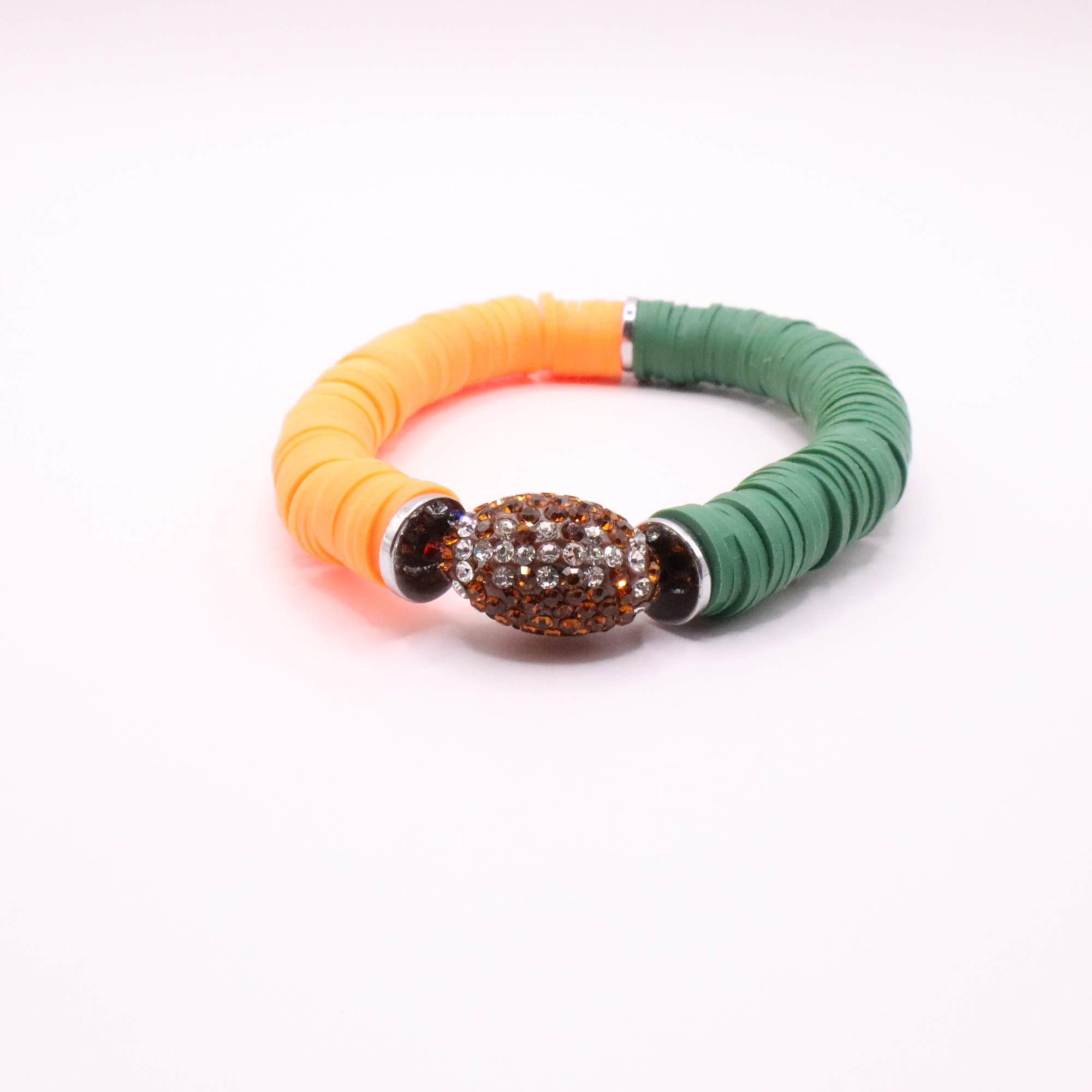 Orange and Green Game Day Football Bracelet