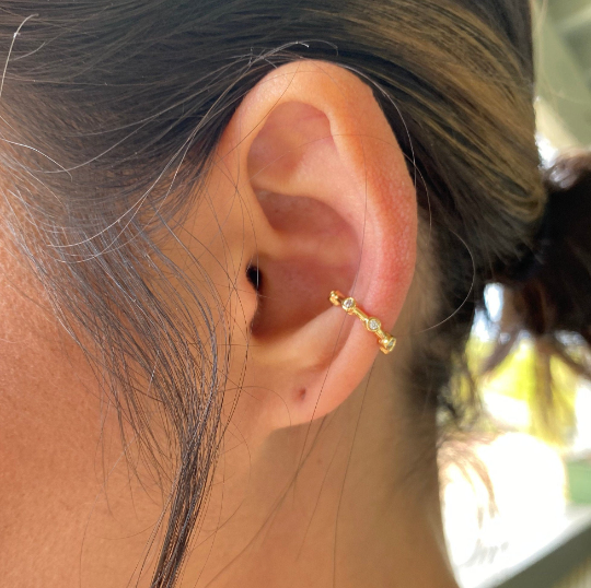 18k Gold Filled Bezel CZ Ear Cuff - Hypoallergenic