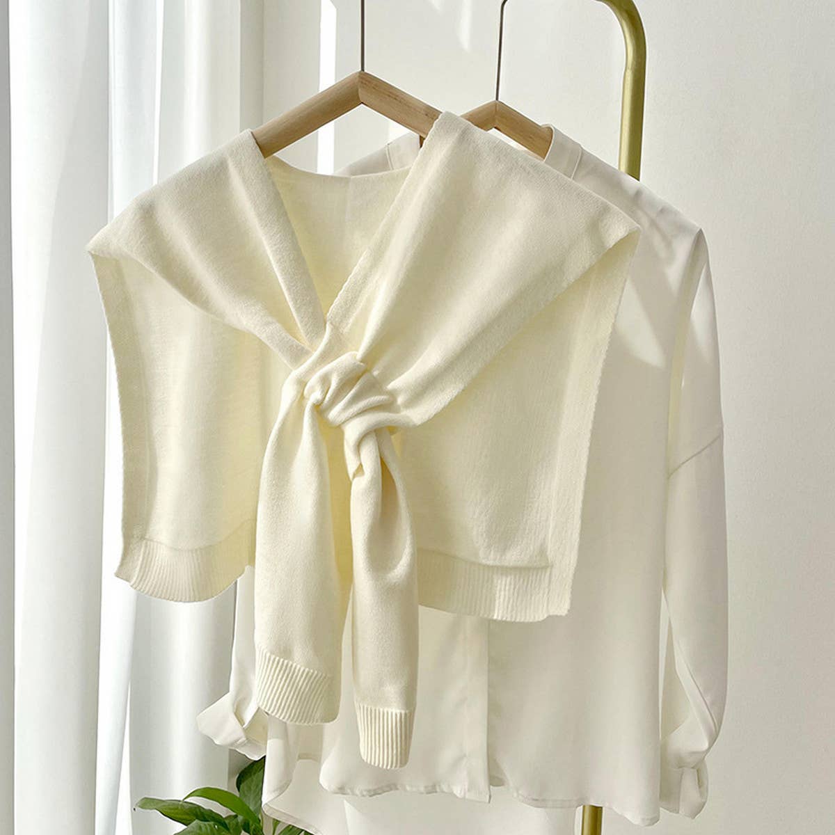 Luxe Solid Knitted Knotted Shawl Wrap
