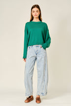 Striped Balloon Washed Jeans