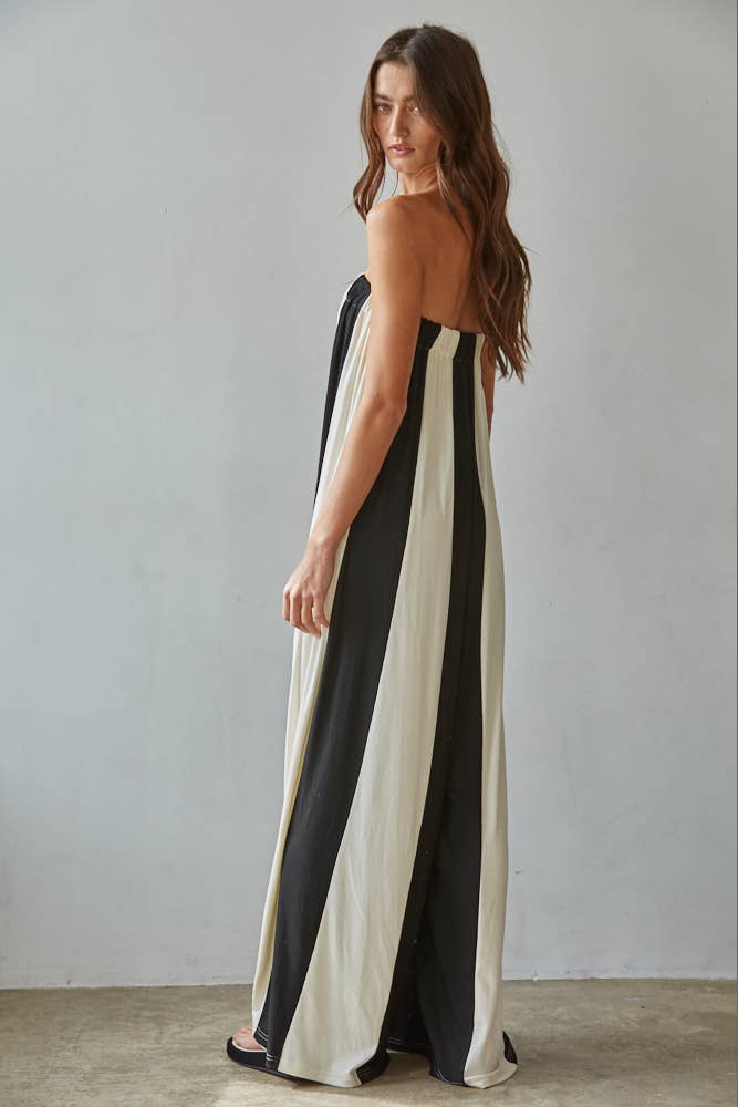 Striped Strapless Jumpsuit