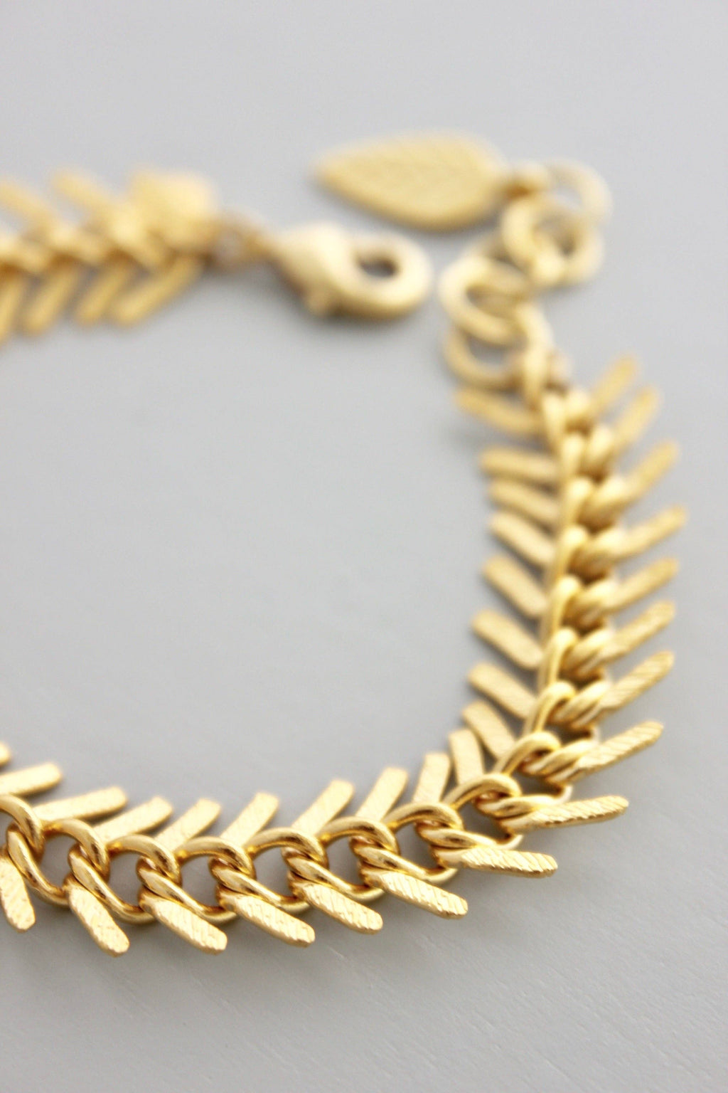 Matte Gold Fishbone Chain Bracelet
