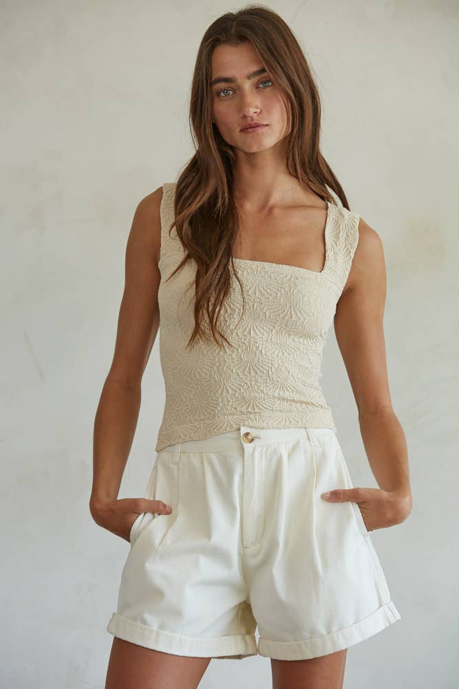 Relaxed Pleated Cotton Shorts