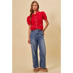 Side Lace Straight Leg Jeans