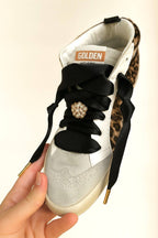 Designer-Inspired Satin Shoelaces with Rhinestone Brooch - Black Tie