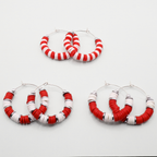 Red and White Game Day Hoop Earrings