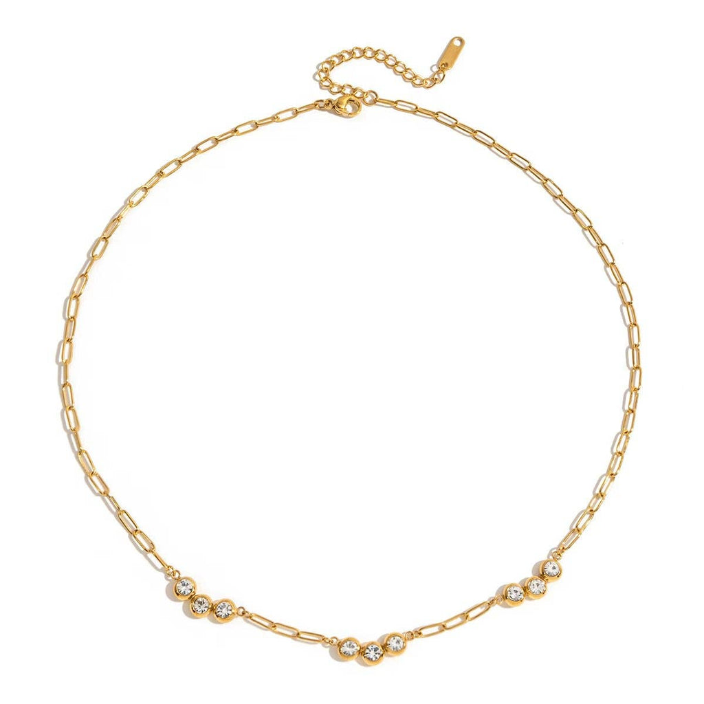 CZ Gold Layered Stainless Steel Necklaces Waterproof