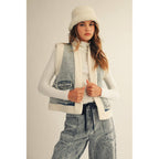 Washed Vintage Denim Fleece Vest