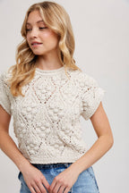 KNIT SWEATER SHORT SLEEVED PULLOVER