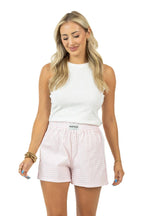 Light Pink Gingham Boxers Shorts