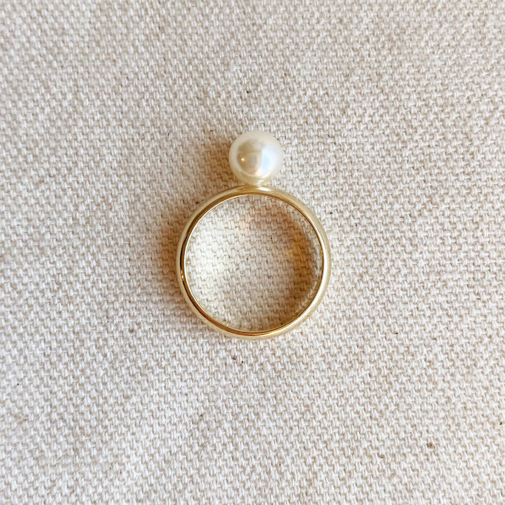 18k Gold Filled Solitaire Pearl Ring