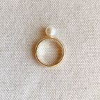 18k Gold Filled Solitaire Pearl Ring