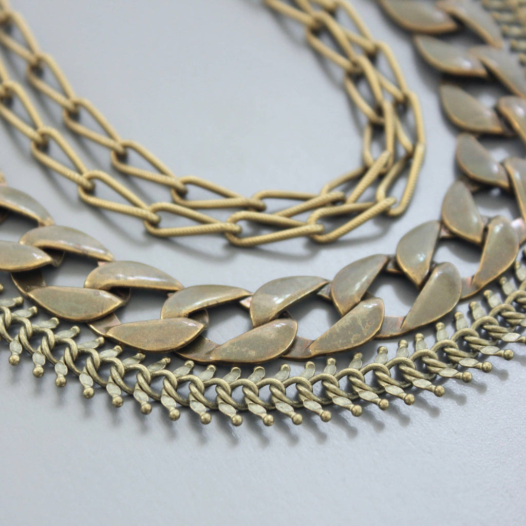 Multi- Strand Brass Chain Necklace