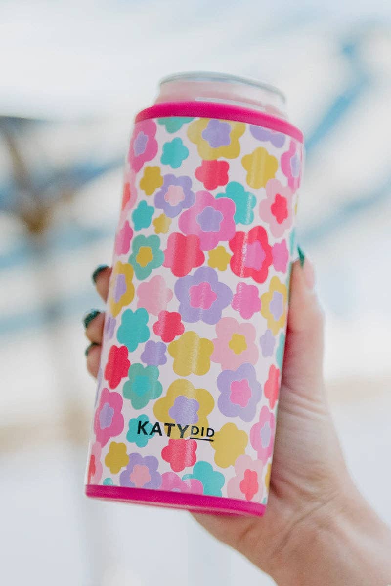 Groovy Flowers Can Cooler