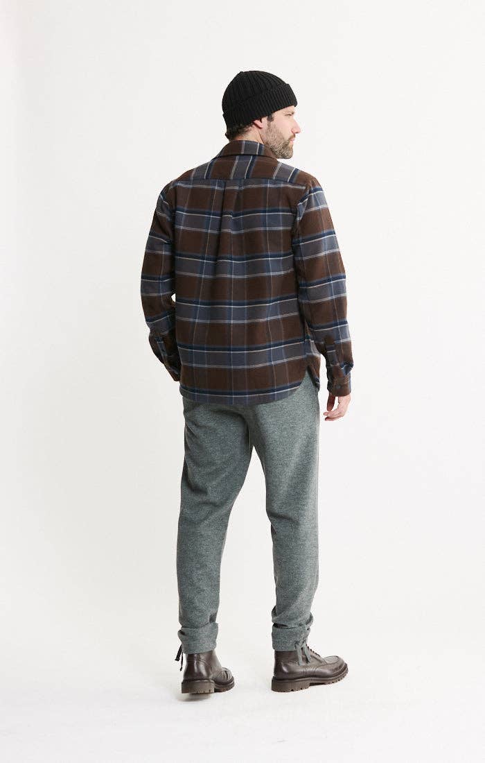 Men's Fleece Flannel Shirt Jacket – Forest Black Check