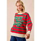 CHRISTMAS THEME STRIPE KNIT TOP