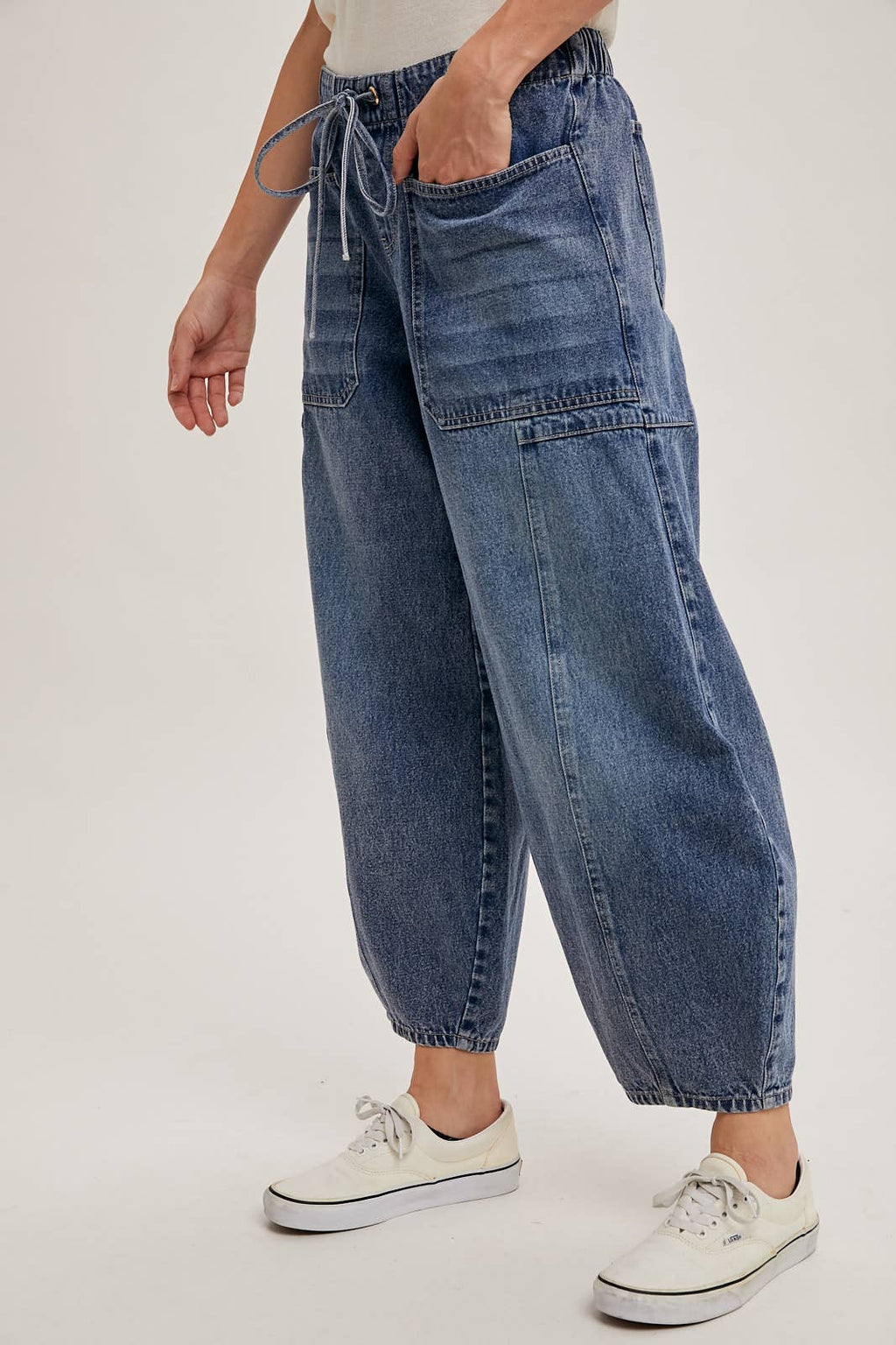 DRAWSTRINGS BARREL JEANS